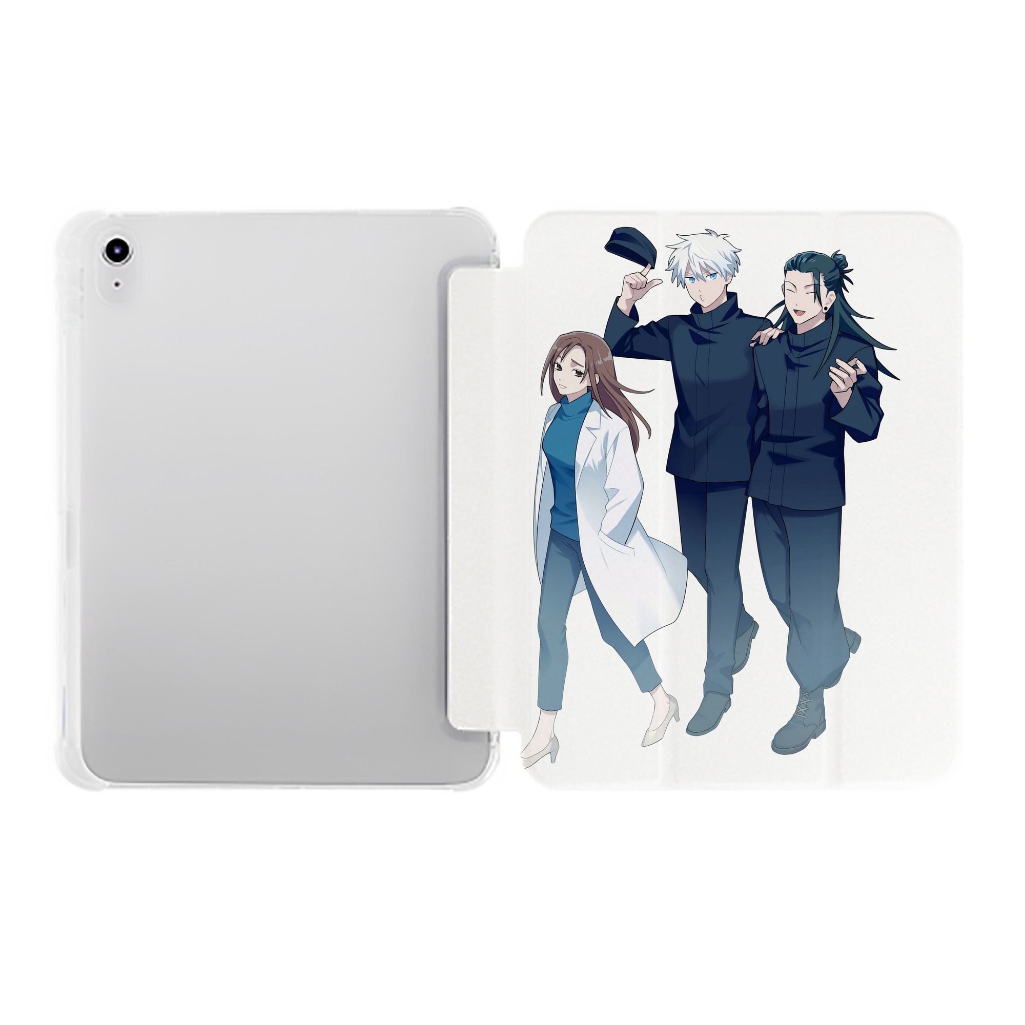（画像用） 呪術廻戦 Jujutsu Kaisen IPad ケース ペン収納付き 三つ折りスタンド PUレザー×シリコン 対応機種9.5/10.5/10.9インチ